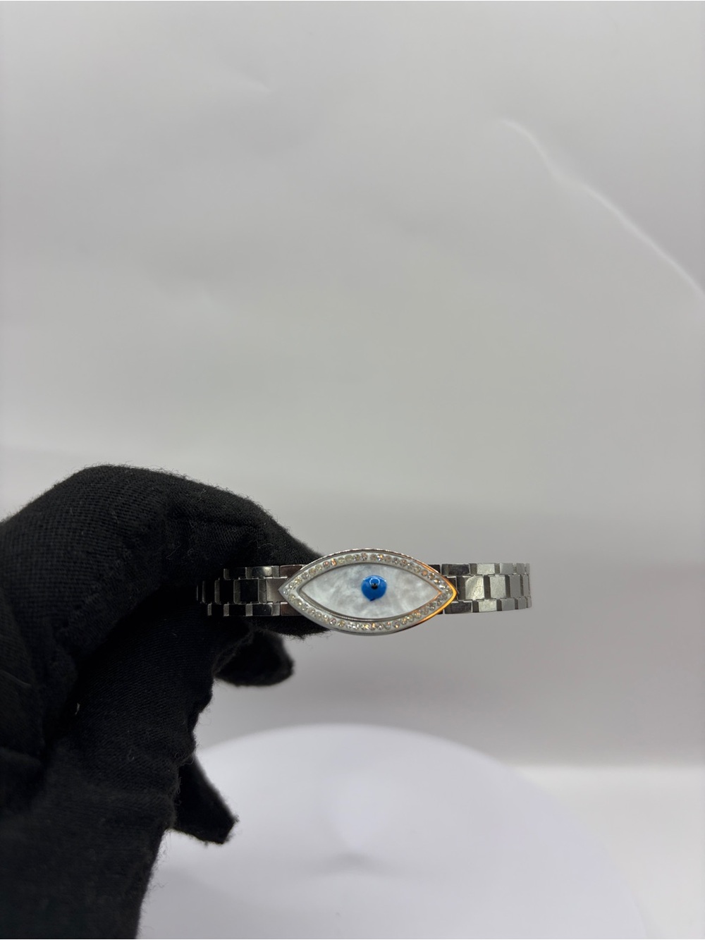 Evil Eye Stainless Steel Bracelet with Blue Accent